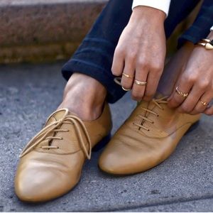 American Apparel Tan Leather Oxfords